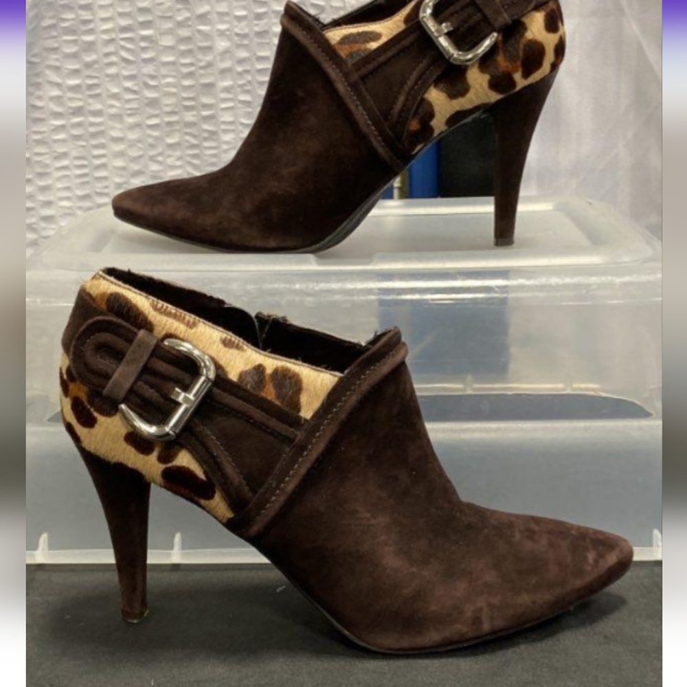 Antonio Melani Women's Brown Leather Calf Hair Winona Booties